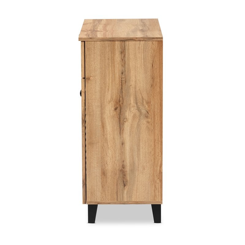 Baxton Studio Coolidge Oak Brown Finished Wood 1-Drawer Shoe Storage Cabinet