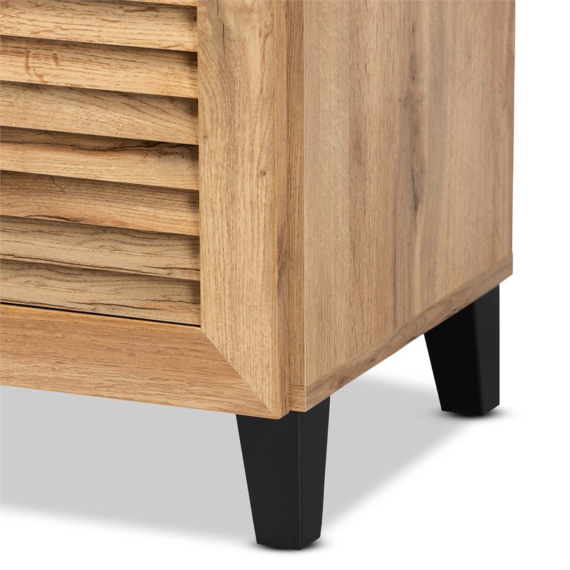 Baxton Studio Coolidge Oak Brown Finished Wood 1-Drawer Shoe Storage Cabinet