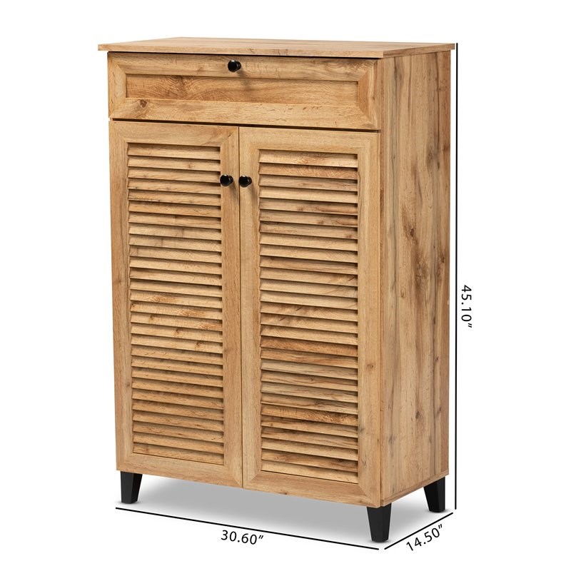 Baxton Studio Coolidge Oak Brown Finished Wood 5-Shelf Shoe Storage Cabinet