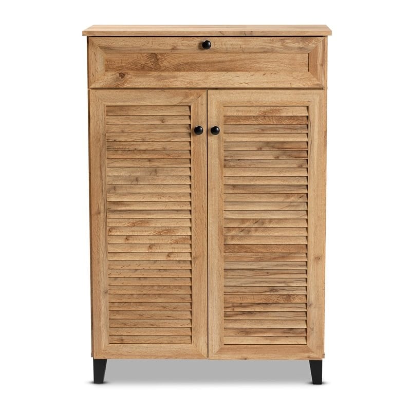 Baxton Studio Coolidge Oak Brown Finished Wood 5-Shelf Shoe Storage Cabinet