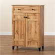Baxton Studio Glidden Oak Brown Finished Wood 1-Drawer Shoe Storage Cabinet