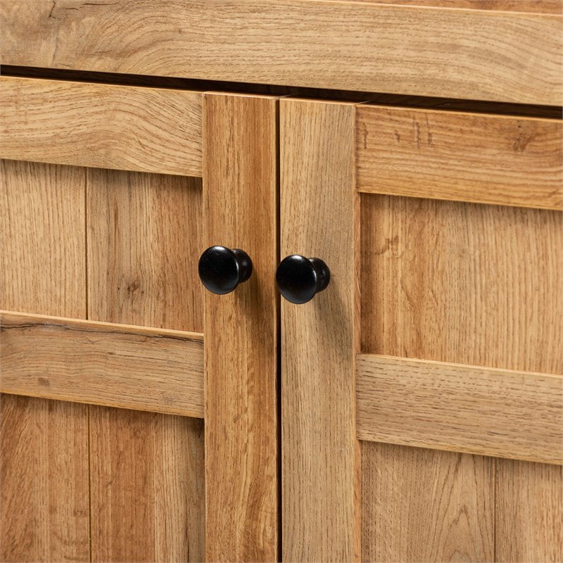 Baxton Studio Glidden Oak Brown Finished Wood 1-Drawer Shoe Storage Cabinet