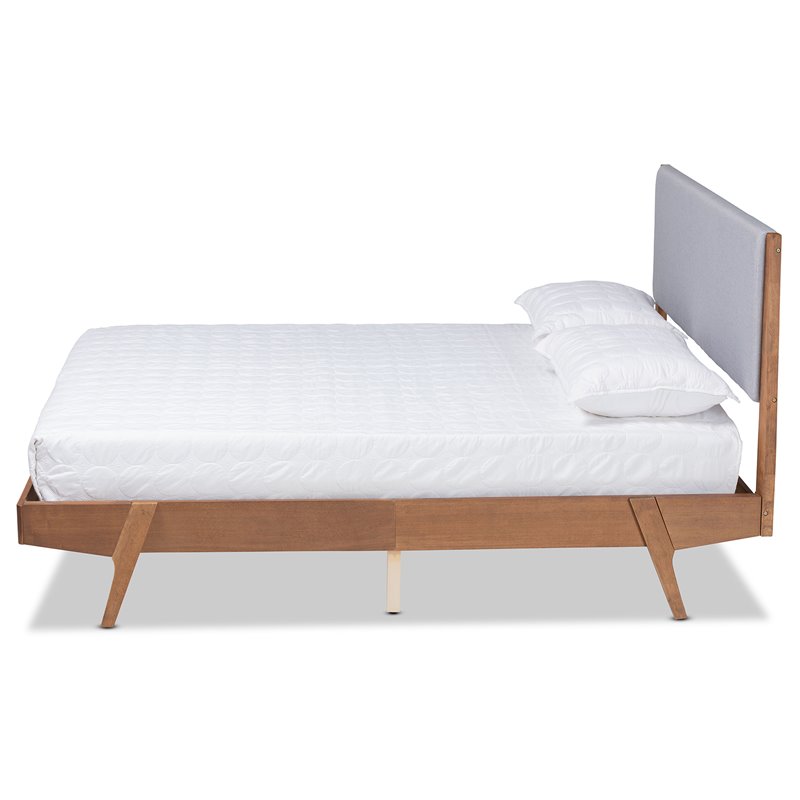 Baxton Studio Senna Gray and Walnut Brown Finished Wood King Size Platform Bed