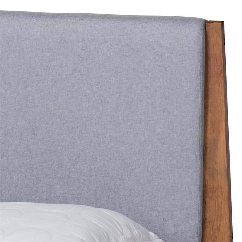 Baxton Studio Senna Gray and Walnut Brown Finished Wood King Size Platform Bed