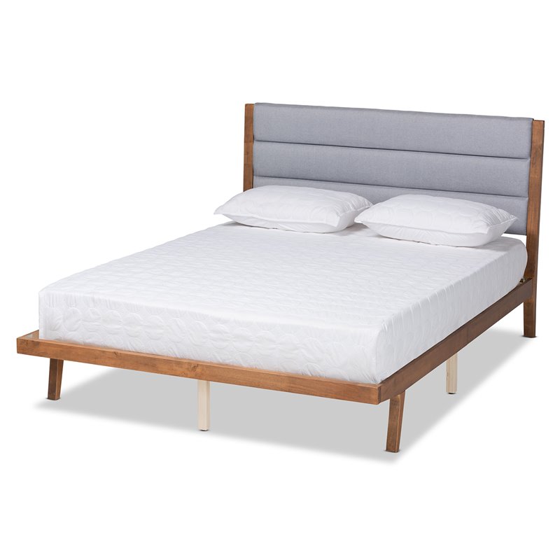 Baxton Studio Jarlan Gray and Walnut Brown Finished Wood Full Size Platform Bed