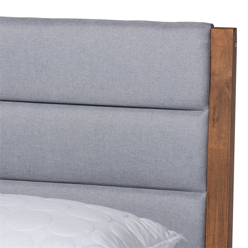 Baxton Studio Jarlan Gray and Walnut Brown Finished Wood King Size Platform Bed