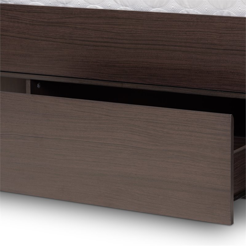 Baxton Studio Dexton Dark Brown Finished Wood Queen Size Platform Storage Bed