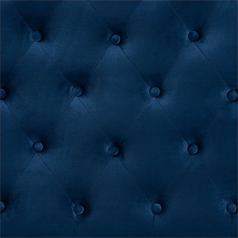 Baxton Studio Clovis Navy Blue Velvet Fabric Upholstered Queen Size Headboard