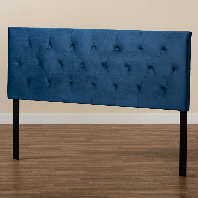 Baxton Studio Felix Navy Blue Velvet Fabric Upholstered Full Size Headboard