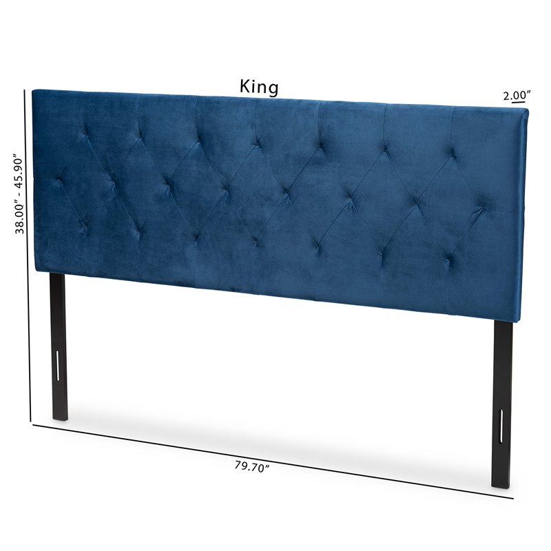 Baxton Studio Felix Navy Blue Velvet Fabric Upholstered Full Size Headboard