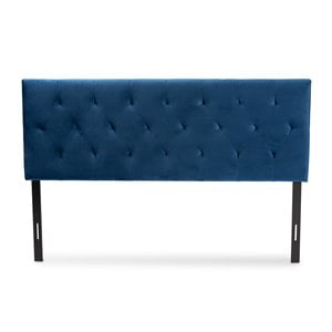 Baxton Studio Felix Navy Blue Velvet Fabric Upholstered Queen Size Headboard