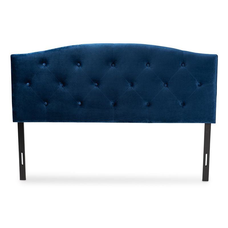 Baxton Studio Leone Navy Blue Velvet Fabric Upholstered Full Size Headboard