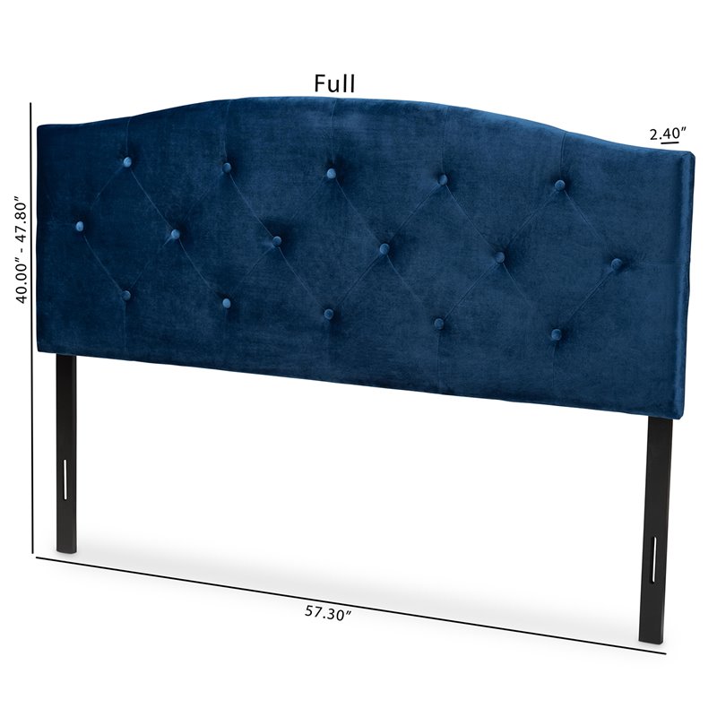 Baxton Studio Leone Navy Blue Velvet Fabric Upholstered Full Size Headboard
