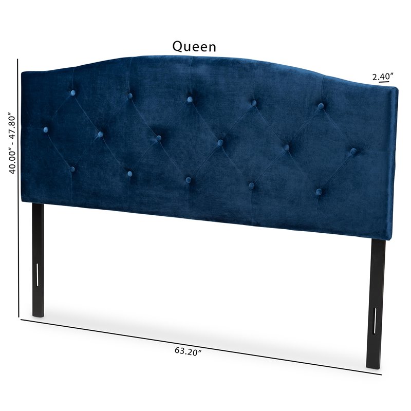 Baxton Studio Leone Navy Blue Velvet Fabric Upholstered Full Size Headboard