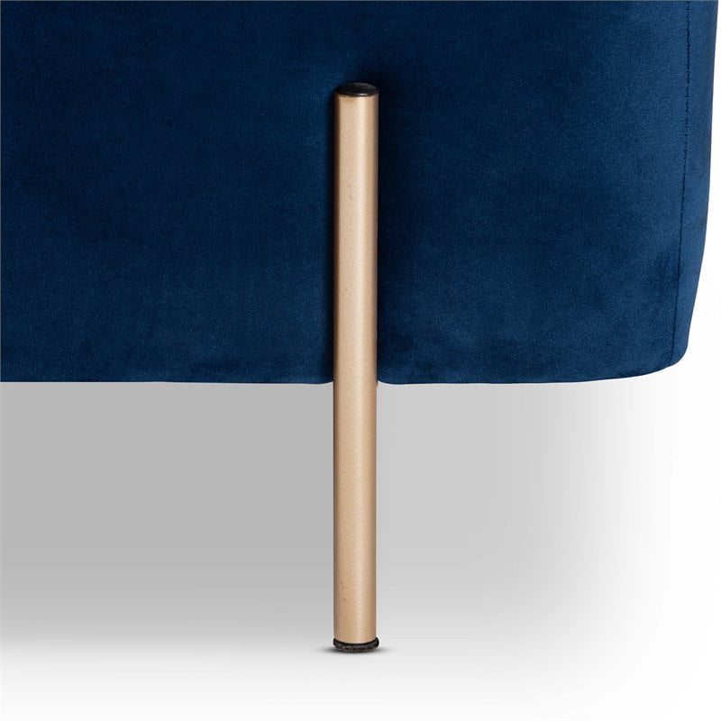 Baxton Studio Rockwell Navy Blue Velvet and Gold Finished Metal Storage Bench