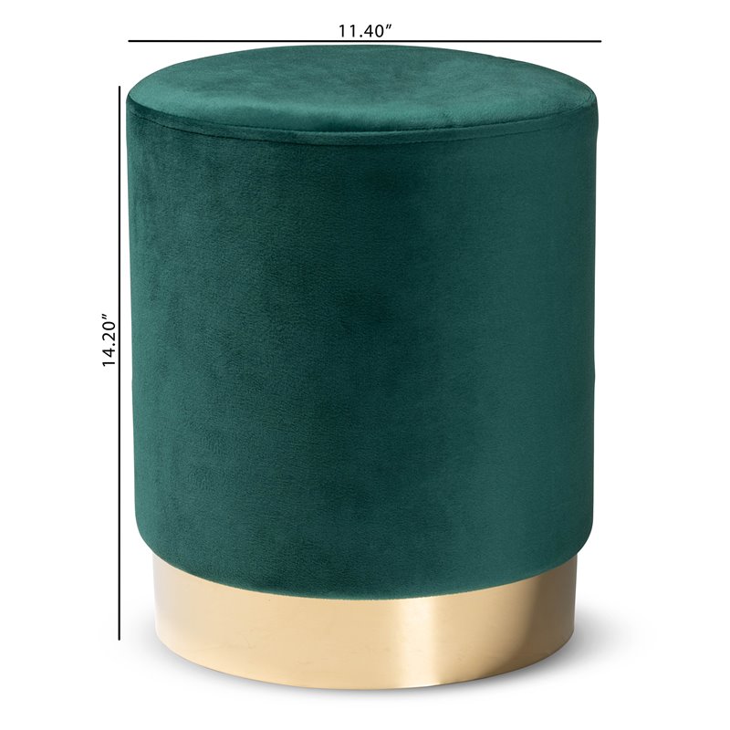 Baxton Studio Chaela Green Velvet and Gold Finished Metal Ottoman