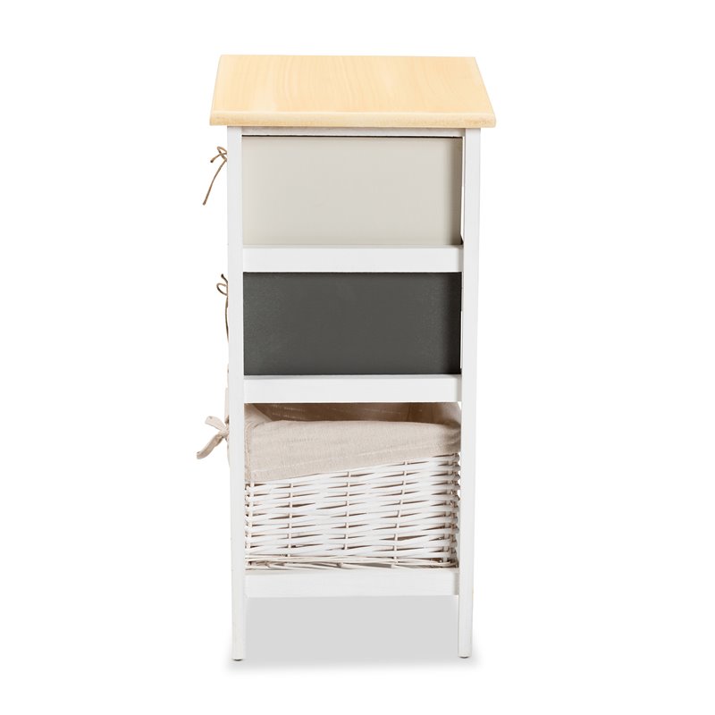 Baxton Studio Diella Multi-Colored Wood 2-Drawer Storage Unit with Basket