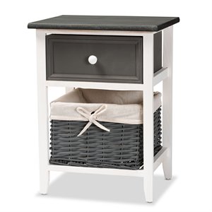 Baxton Studio Shadell Grey and White Finished Wood 1-Drawer Storage Unit