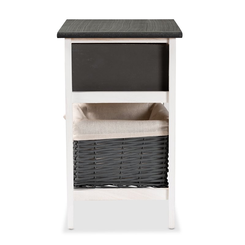 Baxton Studio Shadell Grey and White Finished Wood 1-Drawer Storage Unit