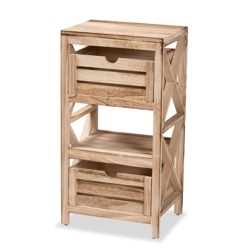 Baxton Studio Mandell Natural Brown Finished Wood 2-Drawer Storage Unit