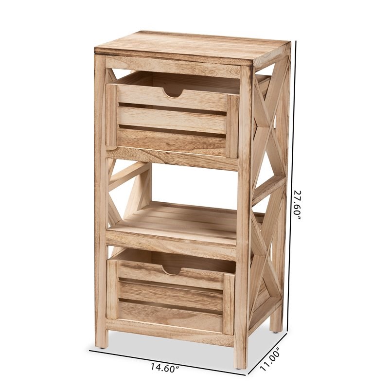 Baxton Studio Mandell Natural Brown Finished Wood 2-Drawer Storage Unit
