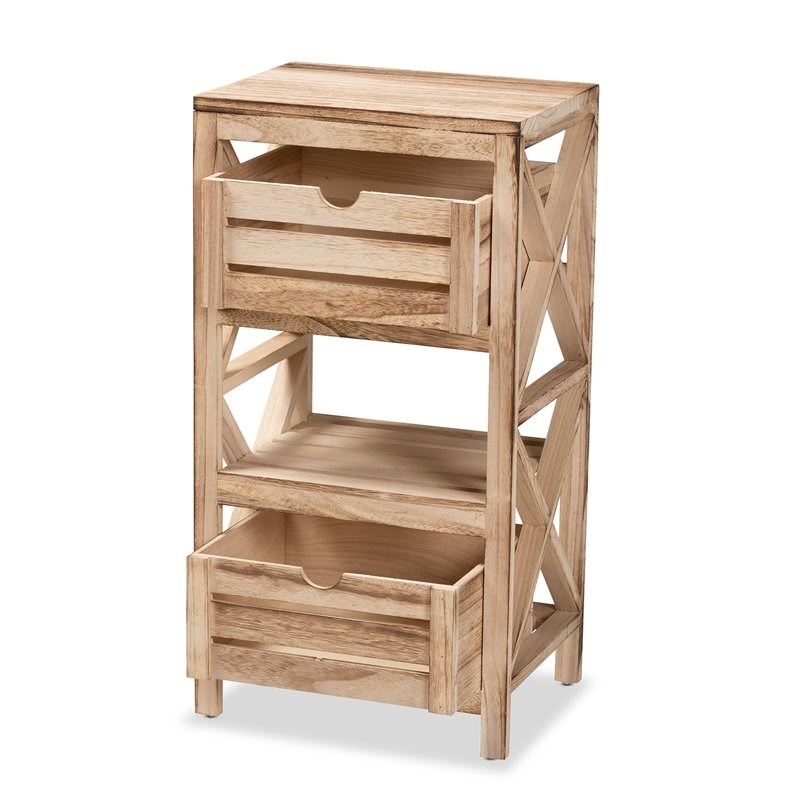 Baxton Studio Mandell Natural Brown Finished Wood 2-Drawer Storage Unit
