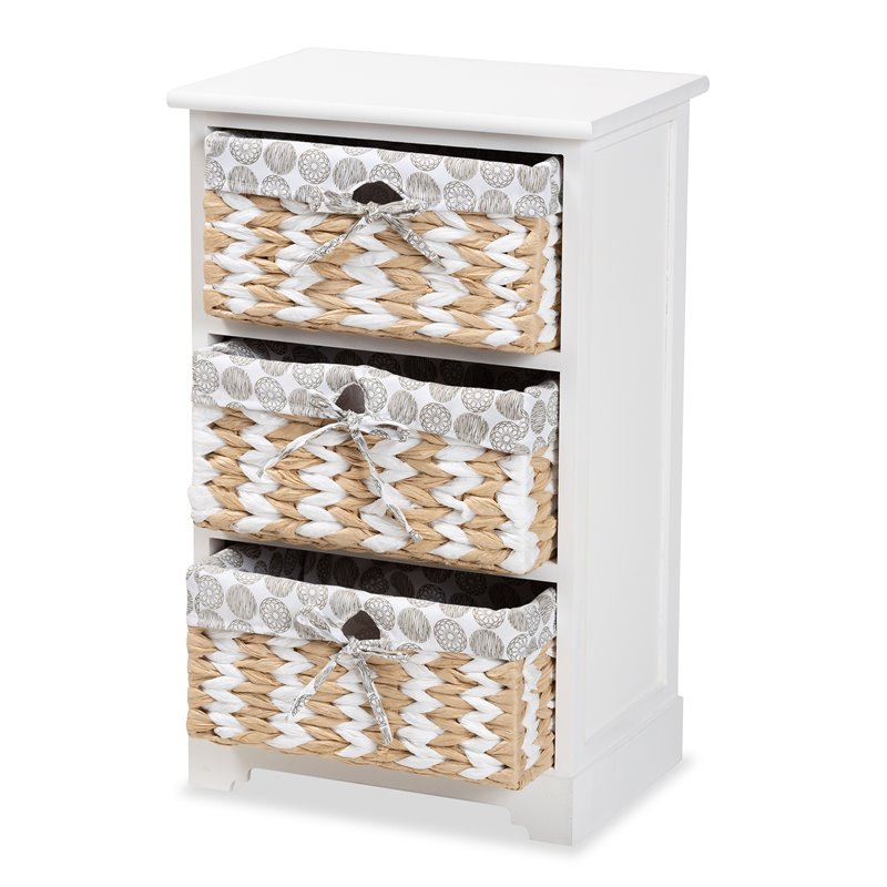 Baxton Studio Rianne White Finished Wood 3-Basket Storage Unit
