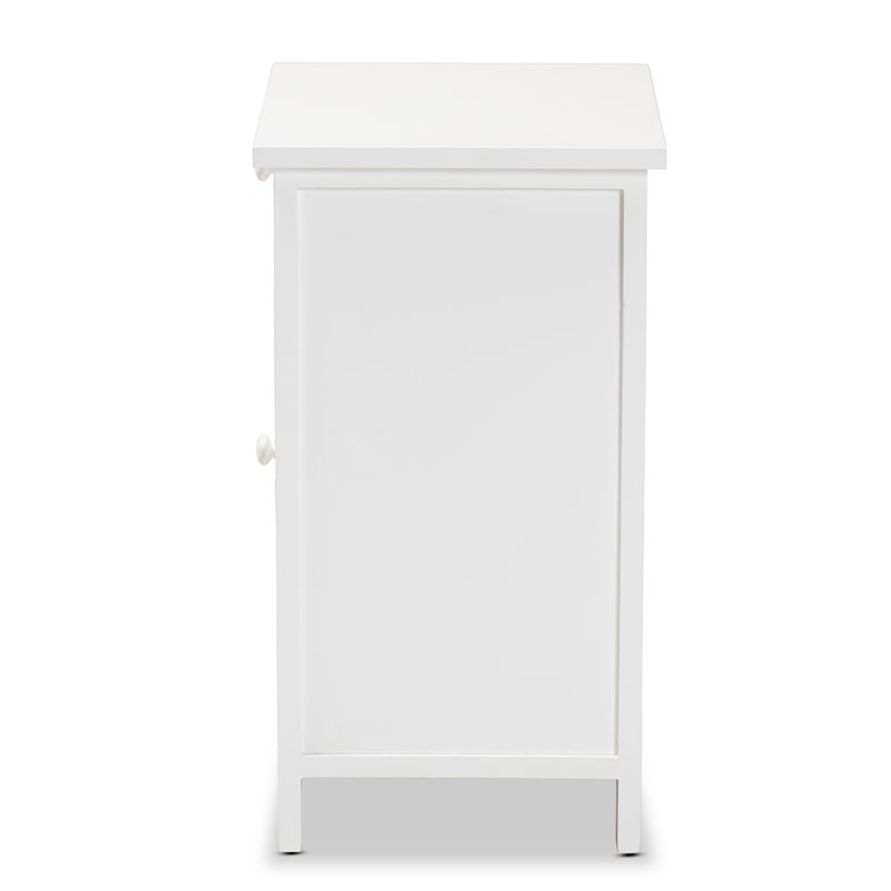 Baxton Studio Sariah White Finished Wood and Rattan 2-Door End Table