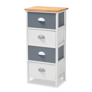 Baxton Studio Calandra Oak Brown and Multi-Colored Wood 4-Drawer Storage Unit