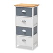 Baxton Studio Calandra Oak Brown and Multi-Colored Wood 4-Drawer Storage Unit