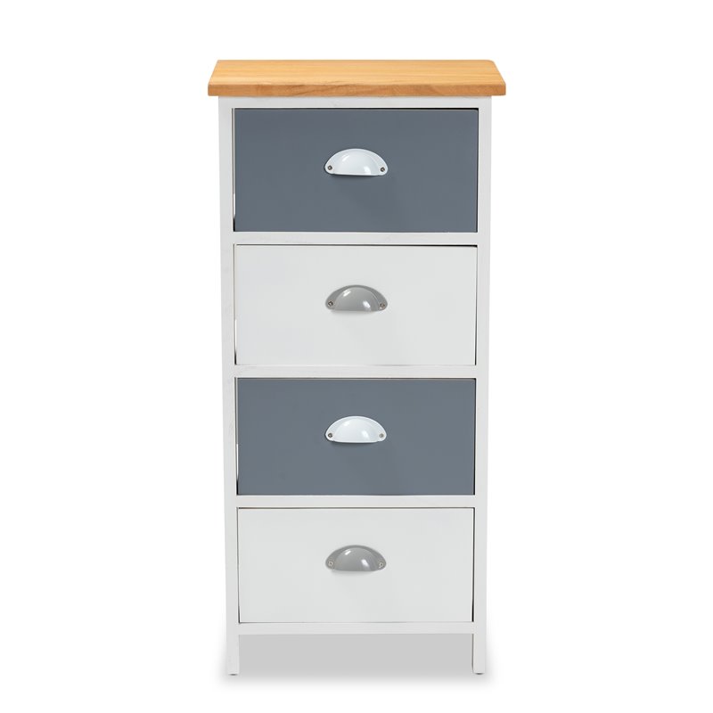 Baxton Studio Calandra Oak Brown and Multi-Colored Wood 4-Drawer Storage Unit