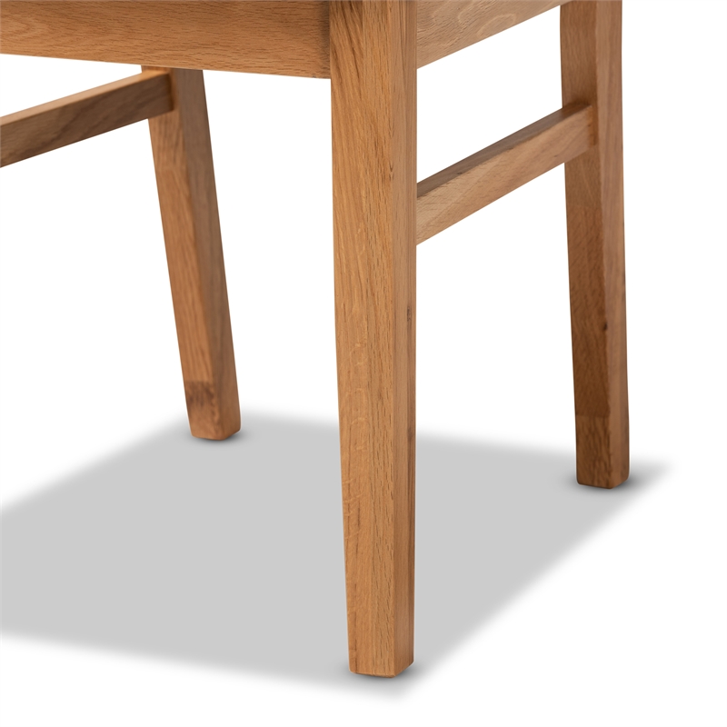 Baxton Studio Idris Black and Oak brown 2-Piece Rattan Wood Dining Chair Set