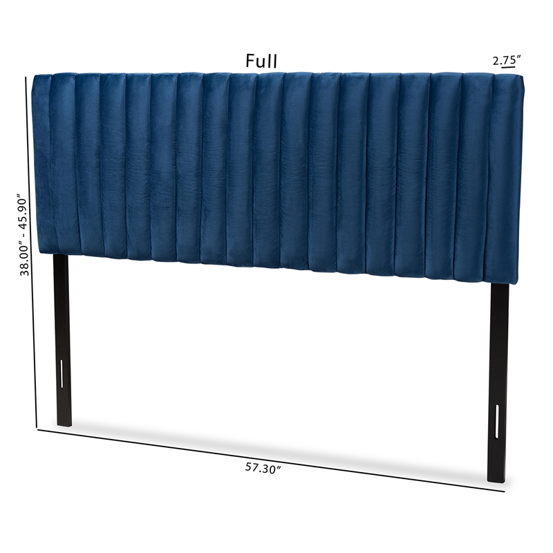 Baxton Studio Emile Navy Blue and Dark Brown Finished Wood Queen Size Headboard