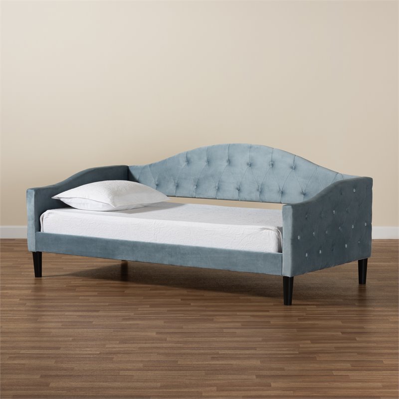 Baxton Studio Benjamin Light Blue and Dark Brown Finished Wood Full Size Daybed