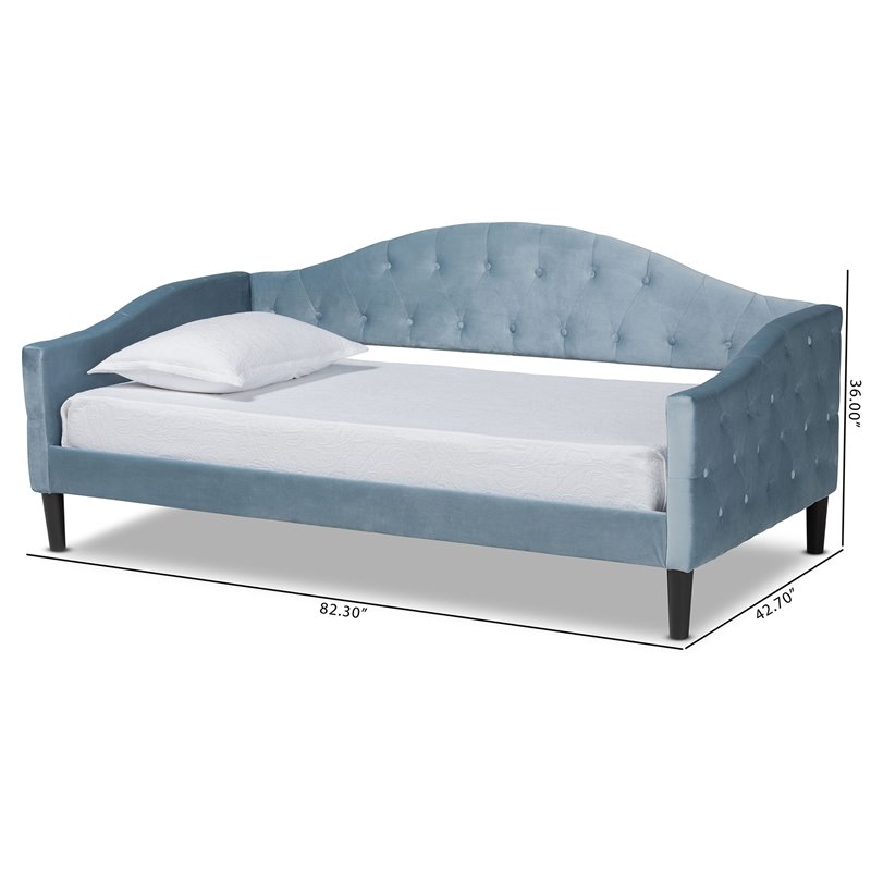 Baxton Studio Benjamin Light Blue and Dark Brown Finished Wood Full Size Daybed