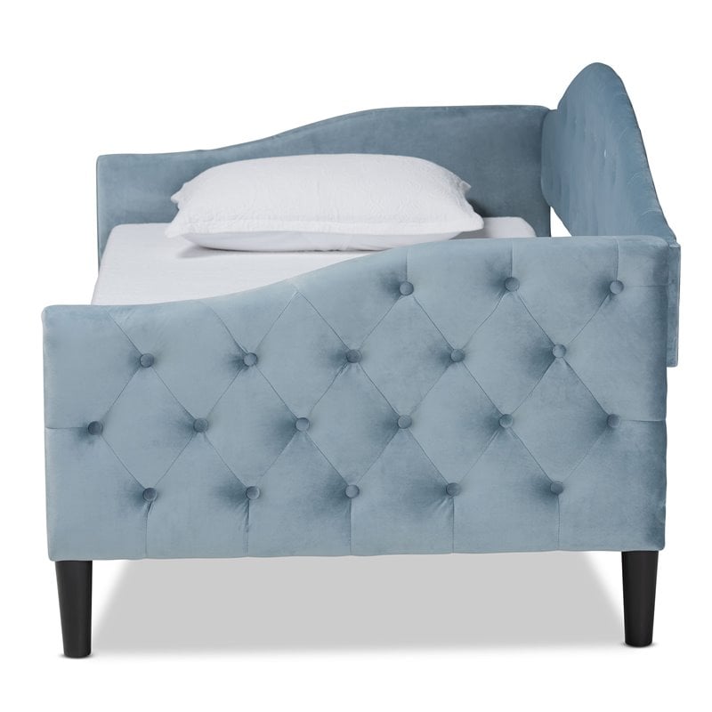 Baxton Studio Benjamin Light Blue and Dark Brown Finished Wood Twin Size Daybed