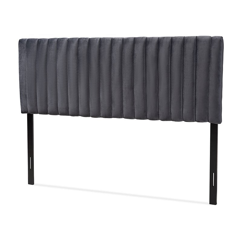 Baxton Studio Emile Gray and Dark Brown Finished Wood Queen Size Headboard