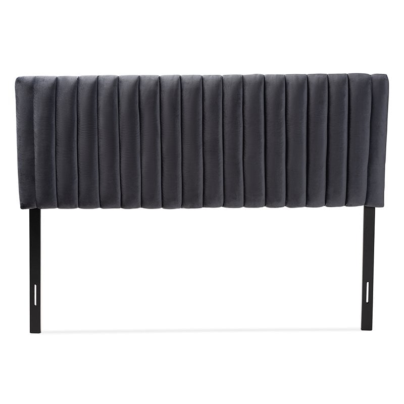Baxton Studio Emile Gray and Dark Brown Finished Wood Queen Size Headboard