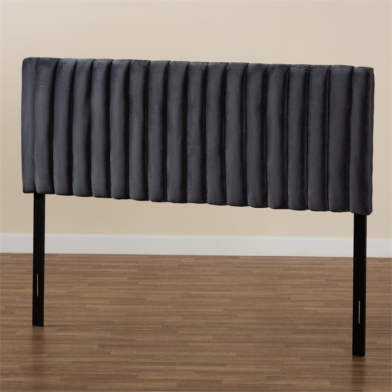 Baxton Studio Emile Gray and Dark Brown Finished Wood Queen Size Headboard