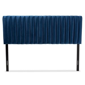 Baxton Studio Emile Navy Blue and Dark Brown Finished Wood Full Size Headboard