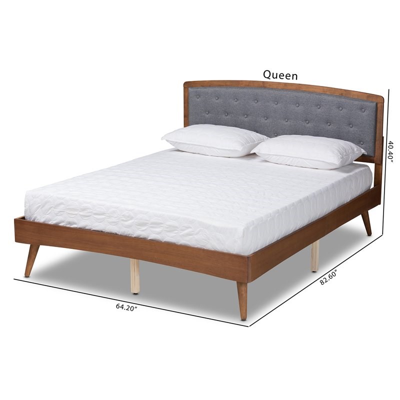 Baxton Studio Ratana Grey and Walnut Brown Finished Wood Full Size Platform Bed
