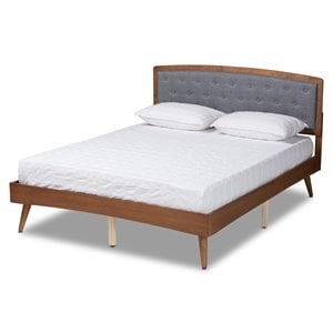 Baxton Studio Ratana Grey and Walnut Brown Finished Wood Queen Size Platform Bed