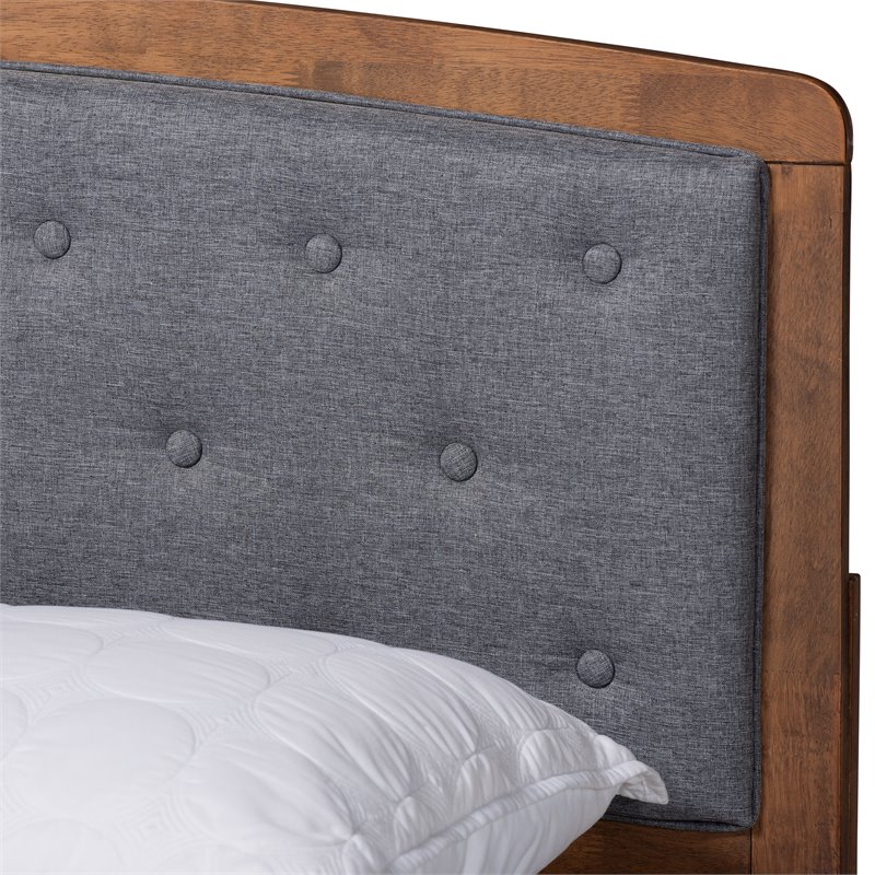 Baxton Studio Ratana Grey and Walnut Brown Finished Wood King Size Platform Bed