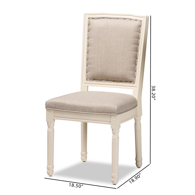 Baxton Studio Louane Grey and White Finished Wood 2-Piece Dining Chair Set