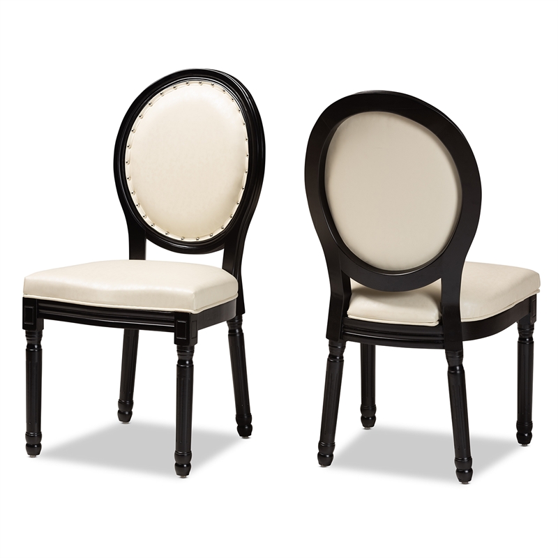 Baxton Studio Louis Beige and Black Finished Wood 2-Piece Dining Chair Set