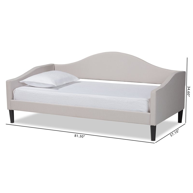 Baxton Studio Milligan Beige Fabric and Brown Finished Wood Full Size Daybed