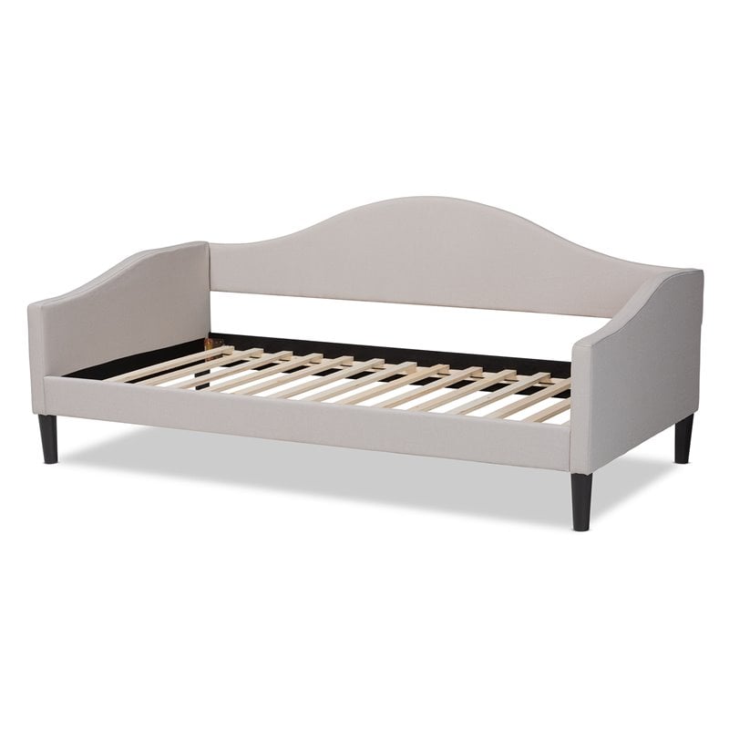 Baxton Studio Milligan Beige Fabric and Brown Finished Wood Full Size Daybed