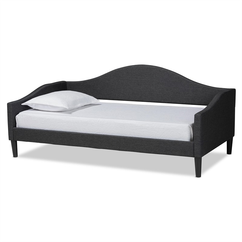Baxton Studio Milligan Charcoal Fabric and Brown Finished Wood Full Size Daybed