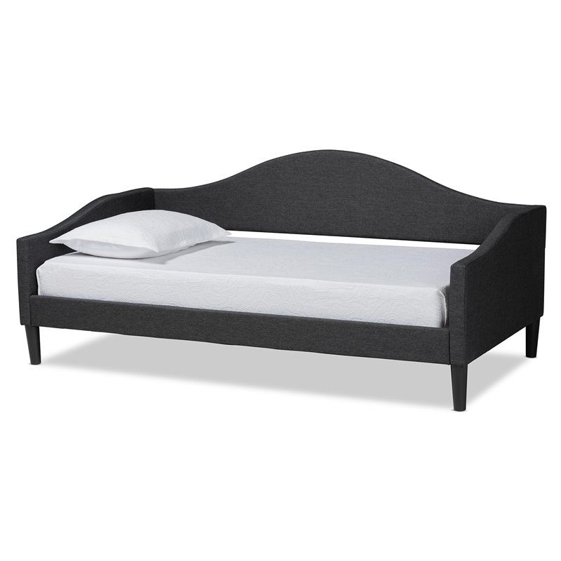Baxton Studio Milligan Charcoal Fabric and Brown Finished Wood Full Size Daybed
