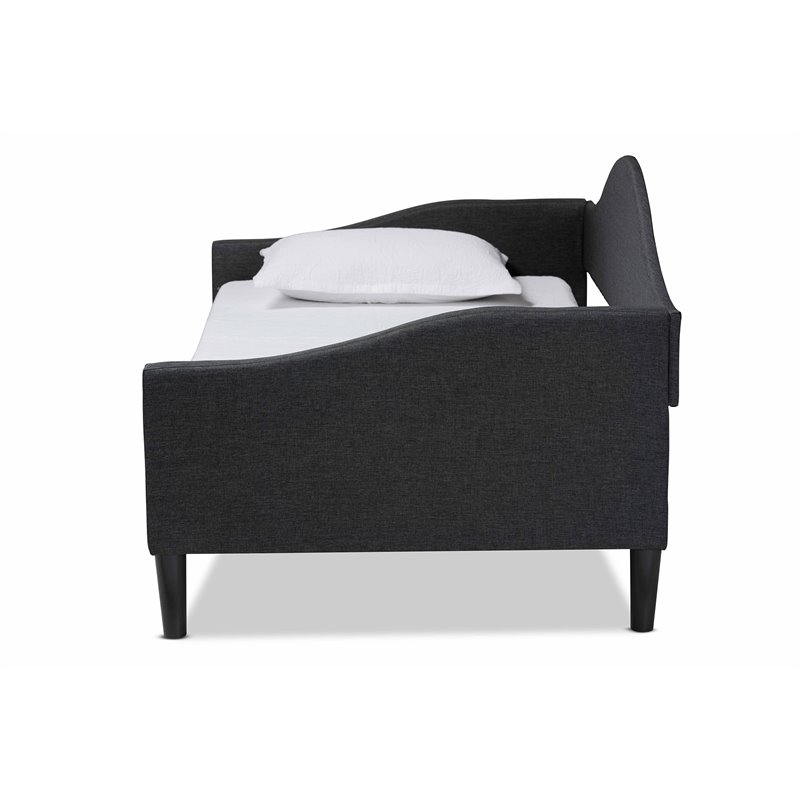 Baxton Studio Milligan Charcoal Fabric and Brown Finished Wood Full Size Daybed